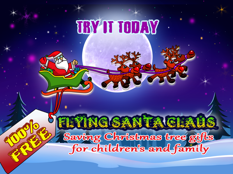 flying santa claus – saving christmas tree gifts for childrens