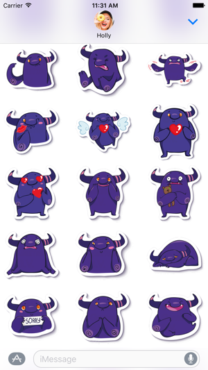 ‎Crazy Purple Monster - Stickers for iMessage Screenshot