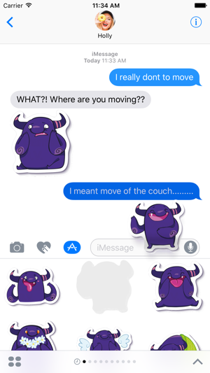‎Crazy Purple Monster - Stickers for iMessage Screenshot