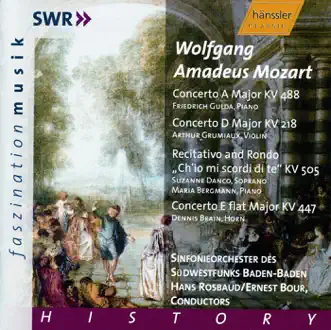 Mozart: Piano Concerto No. 23 - Violin Concerto No. 4 - Horn Concerto No. 3 by Friedrich Gulda, South West German Radio Symphony Orchestra, Baden-Baden, Arthur Grumiaux, Ernest Bour, Suzanne Danco, Maria Bergmann & Dennis Brain album reviews, ratings, credits