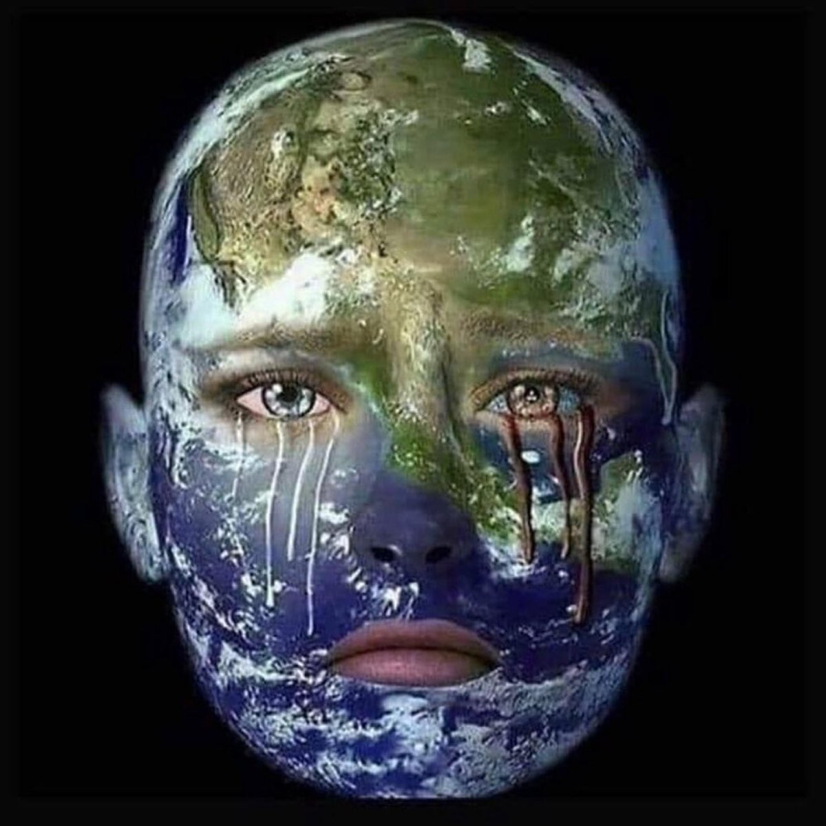 Планета страдает. Земля плачет. Земля страдает. Портрет планеты земля.