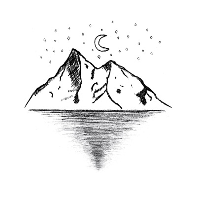 Premium Vector | Simple handdrawn northern landscape hills with conifers  mountain lake river vector drawing with black outline ink sketch wildlife  tourism and travel for prints postcards posters