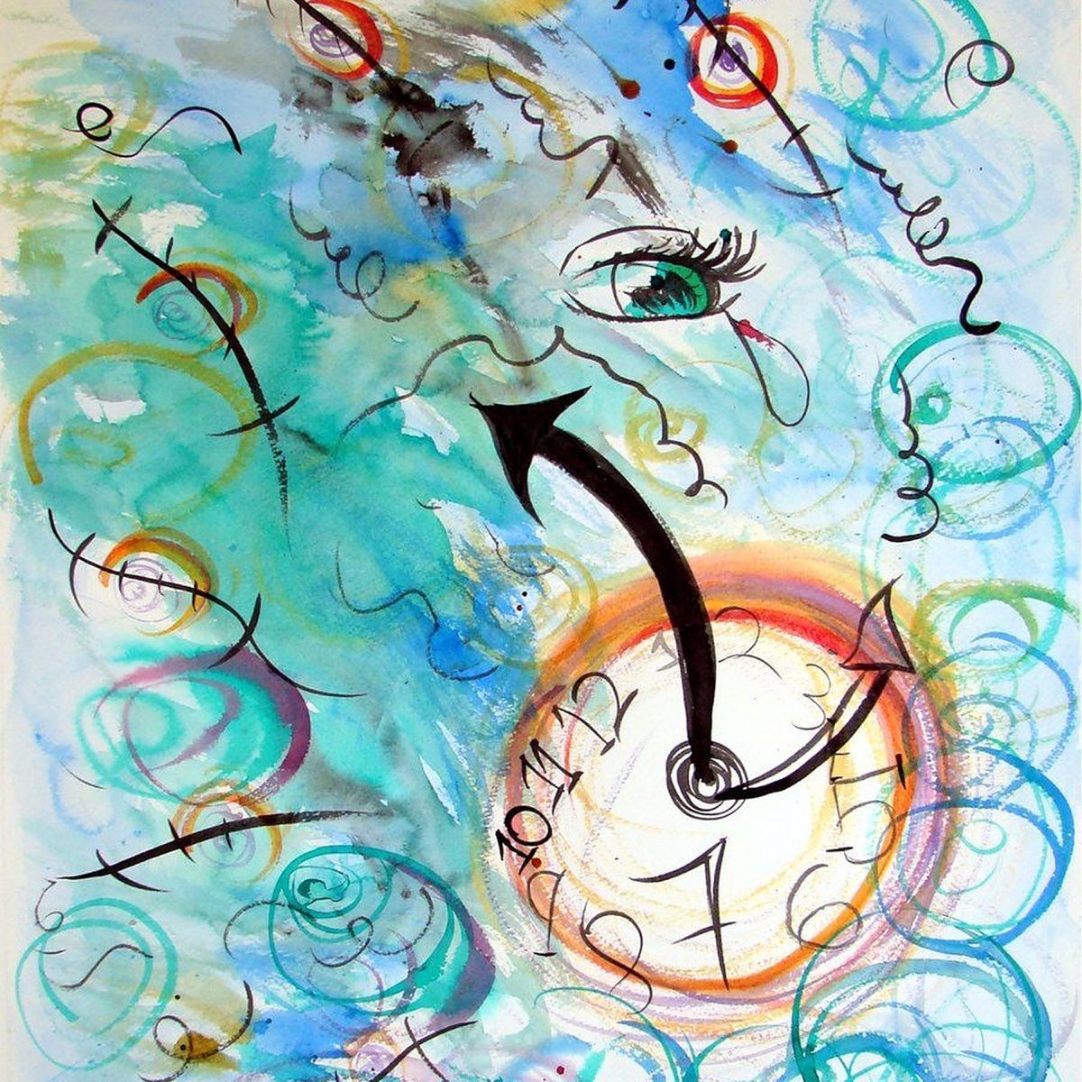 Time is painting. Time abstract Art.