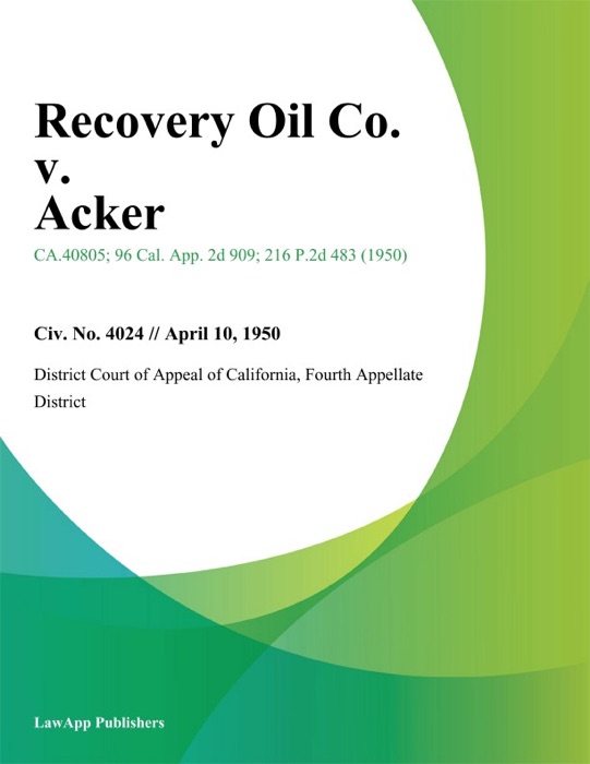 Recovery Oil Co. v. Acker
