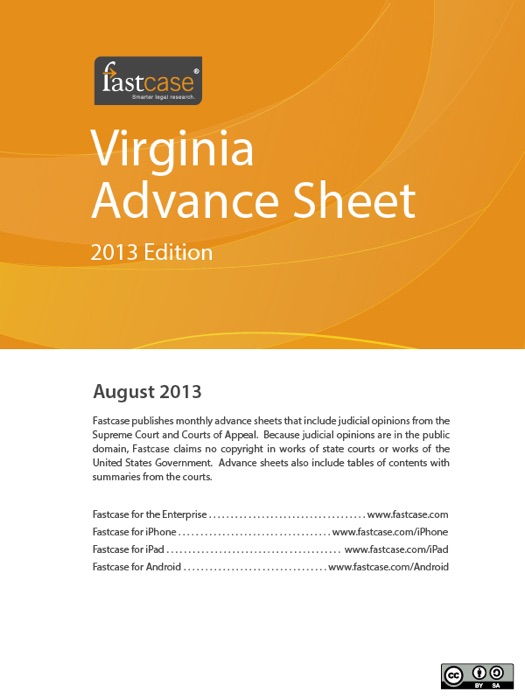 Virginia Advance Sheet August 2013