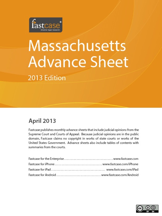 Massachusetts Advance Sheet April 2013