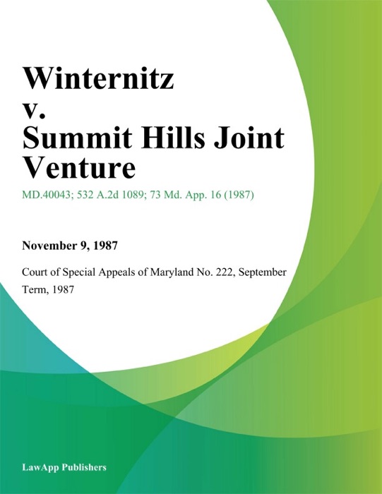 Winternitz v. Summit Hills Joint Venture