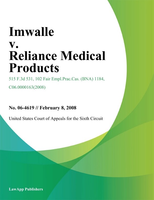 Imwalle V. Reliance Medical Products