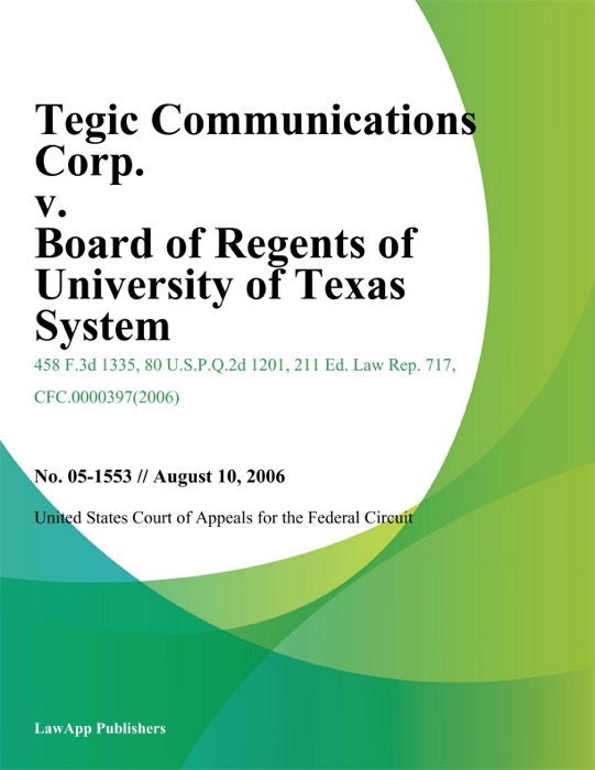 Tegic Communications Corp. v. Board of Regents of University of Texas System