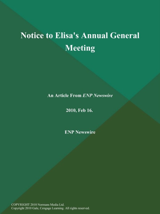 Notice to Elisa's Annual General Meeting