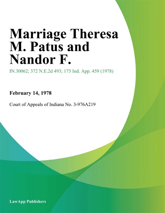 Marriage Theresa M. Patus and Nandor F.