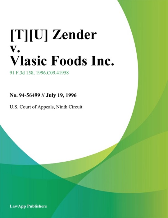 Zender v. Vlasic Foods Inc.