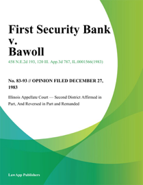 First Security Bank v. Bawoll