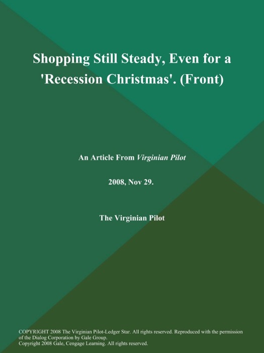 Shopping Still Steady, Even for a 'Recession Christmas' (Front)