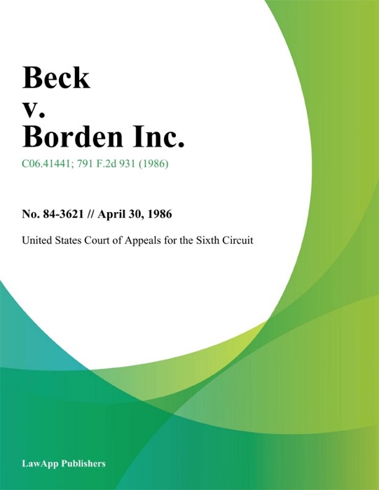 Beck v. Borden Inc.