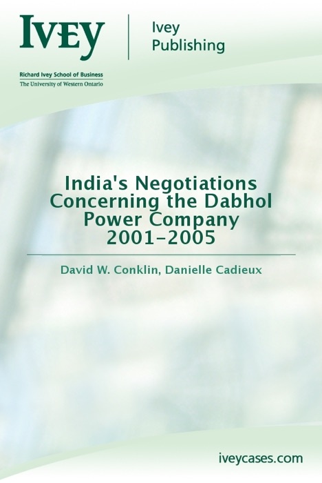 India's Negotiations Concerning the Dabhol Power Company 2001-2005