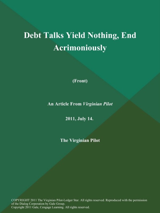 Debt Talks Yield Nothing, End Acrimoniously (Front)