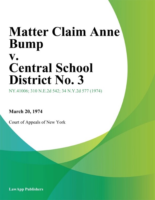 Matter Claim Anne Bump v. Central School District No. 3