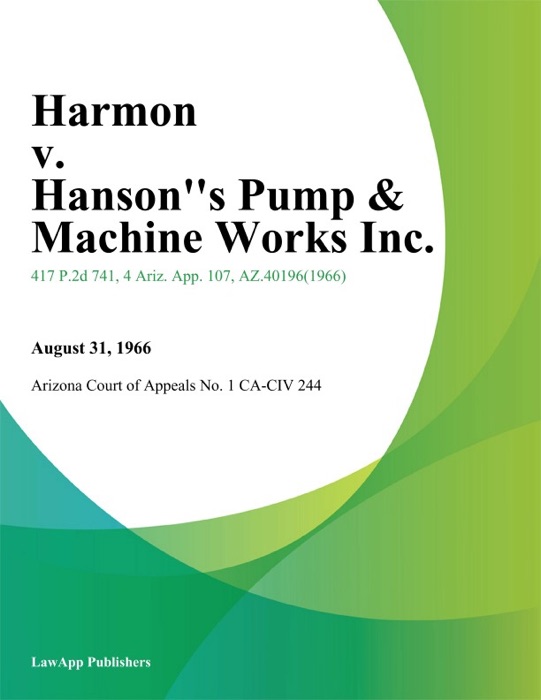 Harmon v. Hansons Pump & Machine Works Inc.