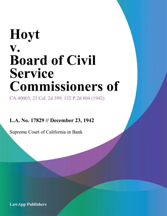 Hoyt V. Board Of Civil Service Commissioners Of