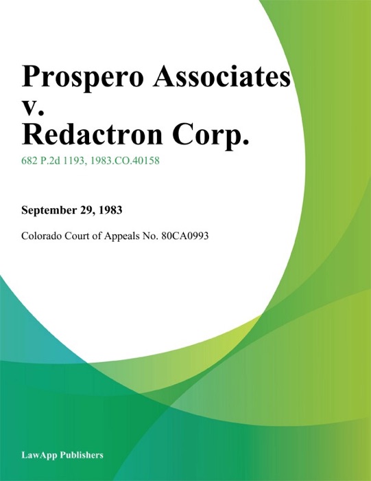 Prospero Associates V. Redactron Corp.