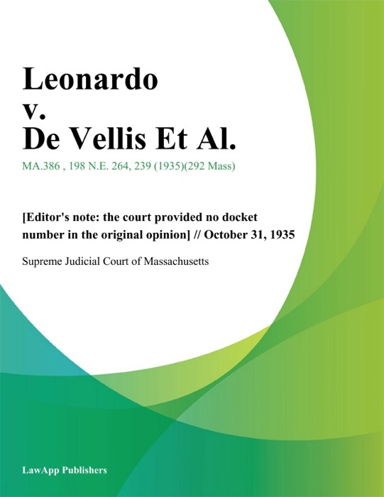 Leonardo v. De Vellis Et Al.