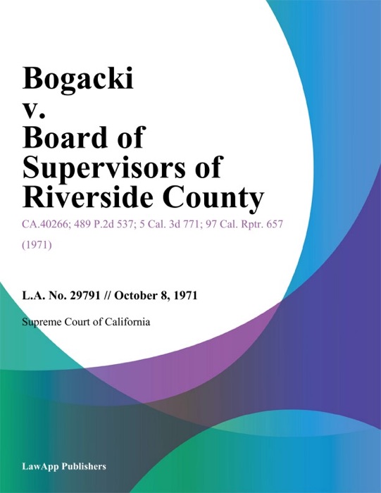 Bogacki V. Board Of Supervisors Of Riverside County