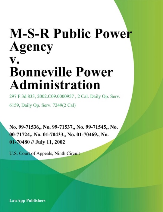 M-S-R Public Power Agency v. Bonneville Power Administration