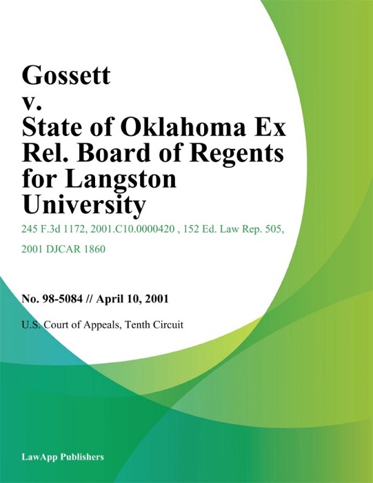 Gossett v. State of Oklahoma Ex Rel. Board of Regents for Langston University