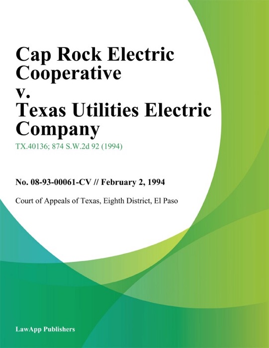 Cap Rock Electric Cooperative v. Texas Utilities Electric Company