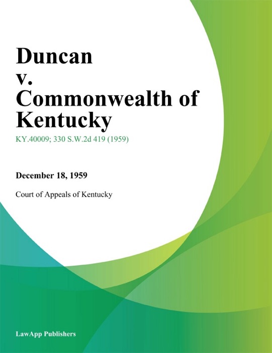 Duncan v. Commonwealth of Kentucky