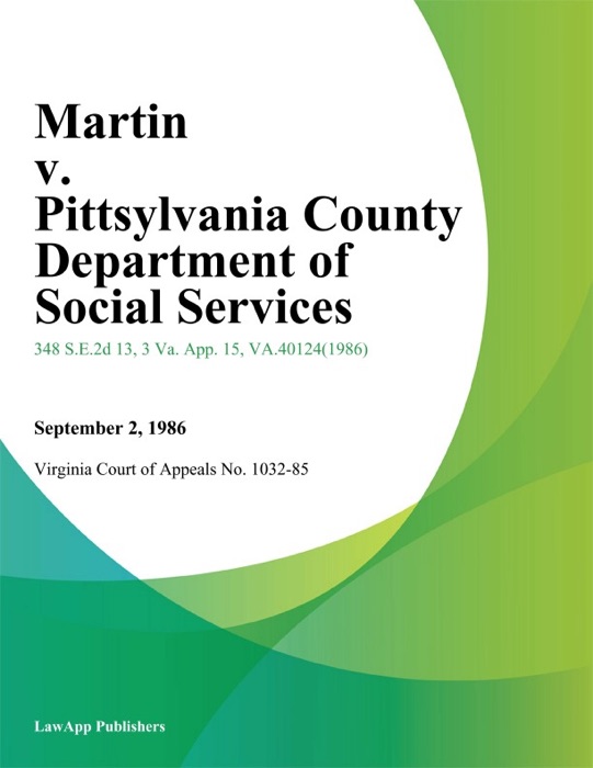Martin V. Pittsylvania County Department Of Social Services