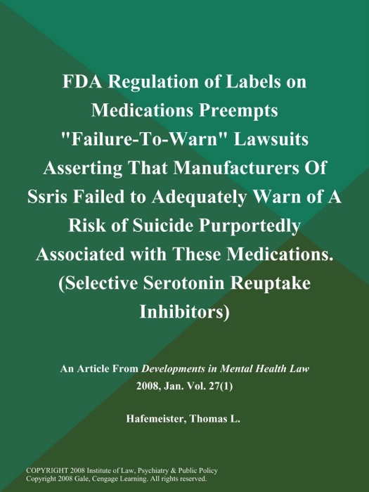 FDA Regulation of Labels on Medications Preempts 