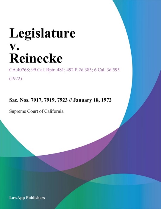 Legislature V. Reinecke