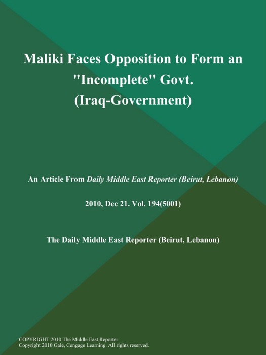 Maliki Faces Opposition to Form an 