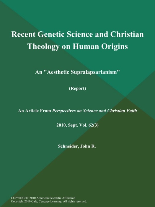 Recent Genetic Science and Christian Theology on Human Origins: An 