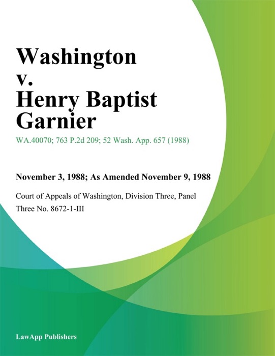 Washington V. Henry Baptist Garnier