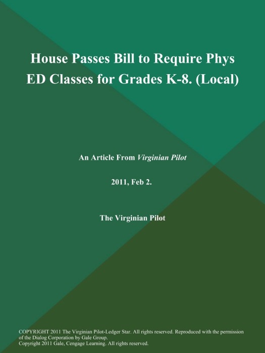 House Passes Bill to Require Phys ED Classes for Grades K-8 (Local)
