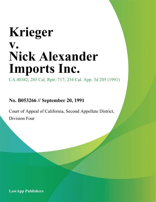 Krieger V. Nick Alexander Imports Inc.