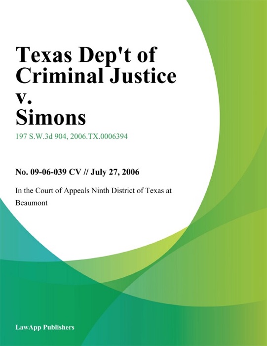 Texas Dept of Criminal Justice v. Simons