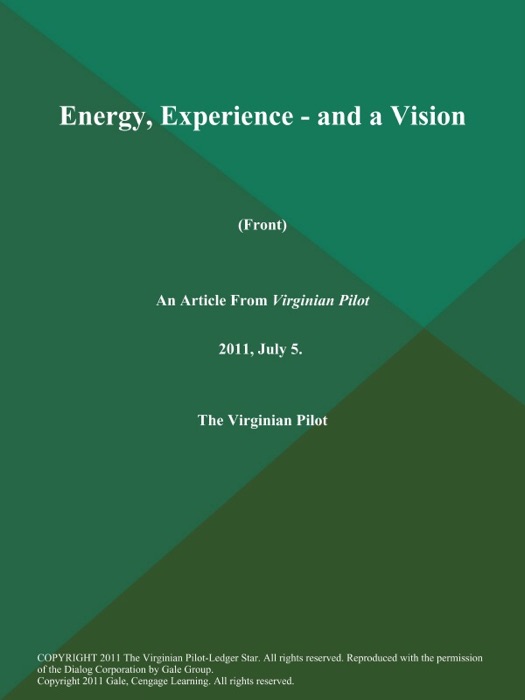 Energy, Experience - and a Vision (Front)