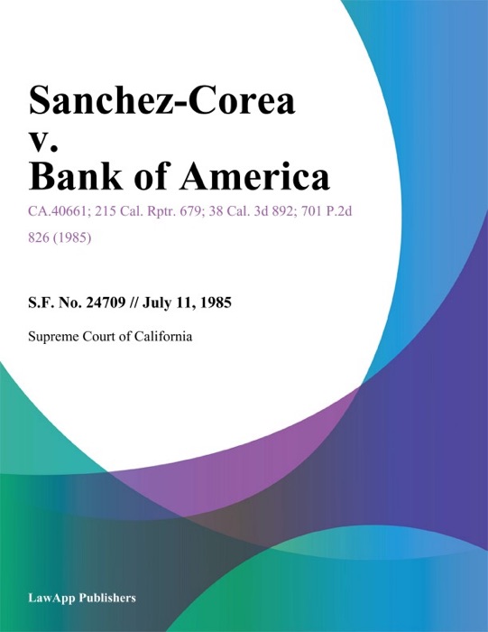 Sanchez-Corea V. Bank Of America