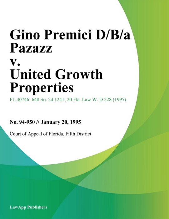 Gino Premici D/B/A Pazazz v. United Growth Properties