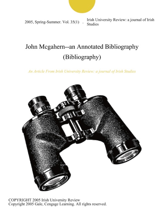 John Mcgahern--an Annotated Bibliography (Bibliography)