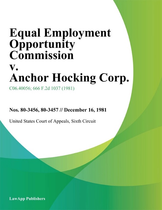 Equal Employment Opportunity Commission V. Anchor Hocking Corp.