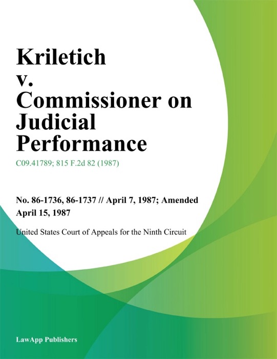 Kriletich v. Commissioner on Judicial Performance