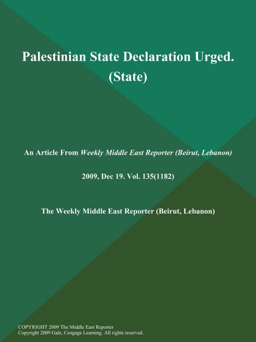 Palestinian State Declaration Urged (State)