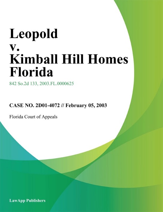 Leopold V. Kimball Hill Homes Florida