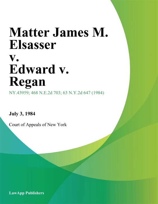 Matter James M. Elsasser v. Edward v. Regan