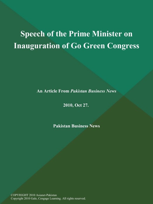 Speech of the Prime Minister on Inauguration of Go Green Congress